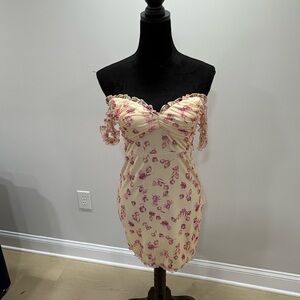 Elegant Strapless Floral Dress